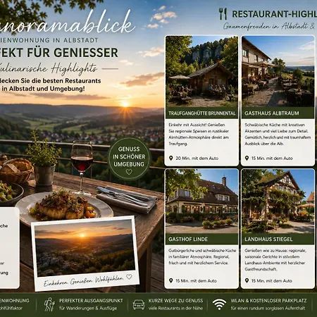 Panoramablick Mit Premium-wanderwegen Vor Der Haustuer Lägenhet Albstadt